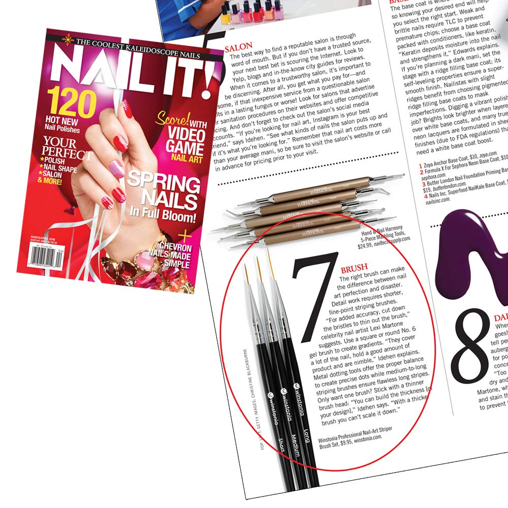 Winstonia Striping Brush nylon hair works with nail polish and gel
