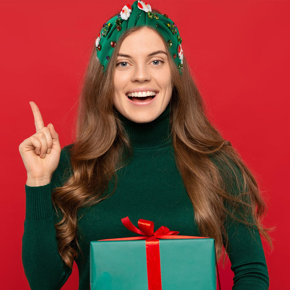 Winthrop headband knot-top detail enhances holiday hairstyle with subtle elegance