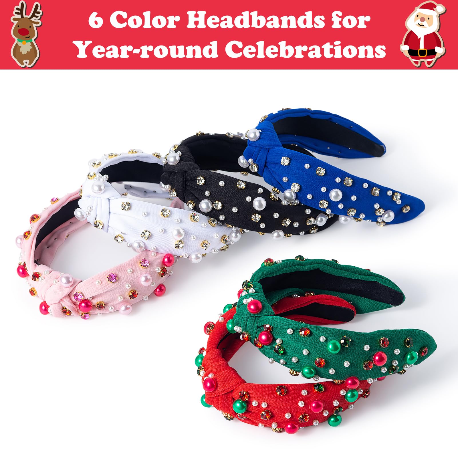 Winthrop holiday headband green with pearls and rhinestones for celebrations
