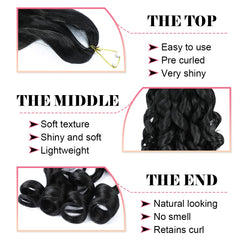 WIPPORYA French Curly Braiding Hair 24in 1B close-up shows rich black shade.
