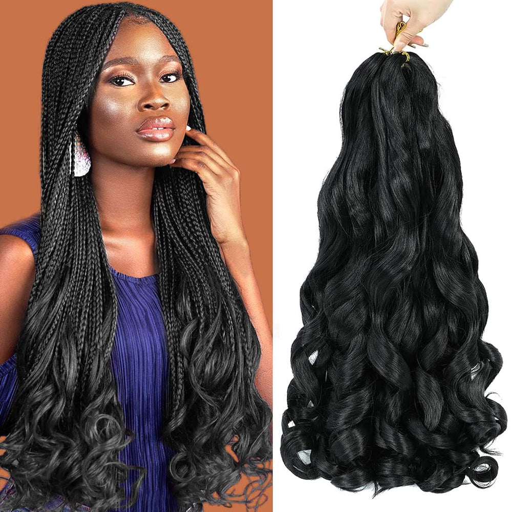 WIPPORYA French Curly Braiding Hair 24in close-up shows pre-stretched fibers for quick installs.