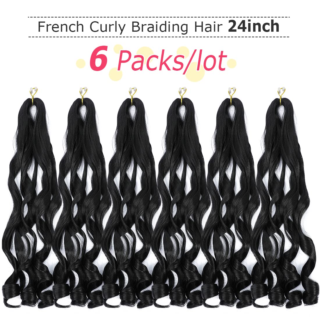 WIPPORYA French Curly Braiding Hair 24in loose-wave shot demonstrates natural movement.