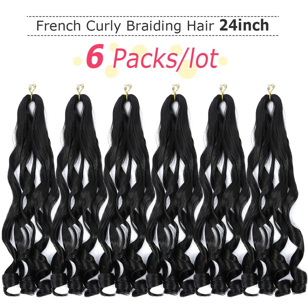 WIPPORYA French Curly Braiding Hair 24in loose-wave shot demonstrates natural movement.