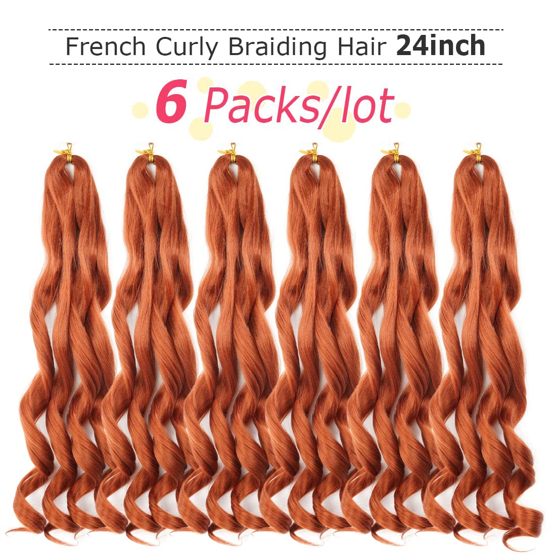 WIPPORYA Ginger French Curl hair 24 inch packaged as six packs with gifts.