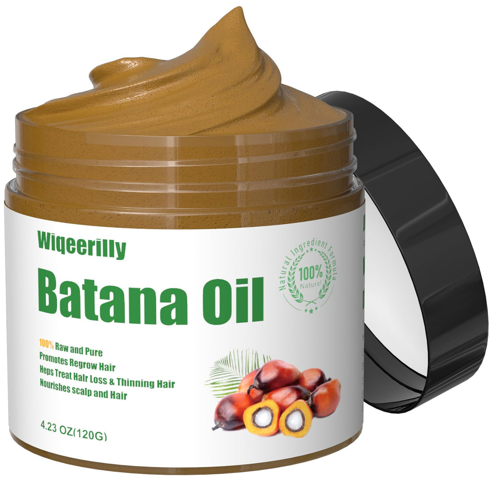 Wiqeerilly Batana Oil bottle—nourishes scalp for healthier-looking hair.