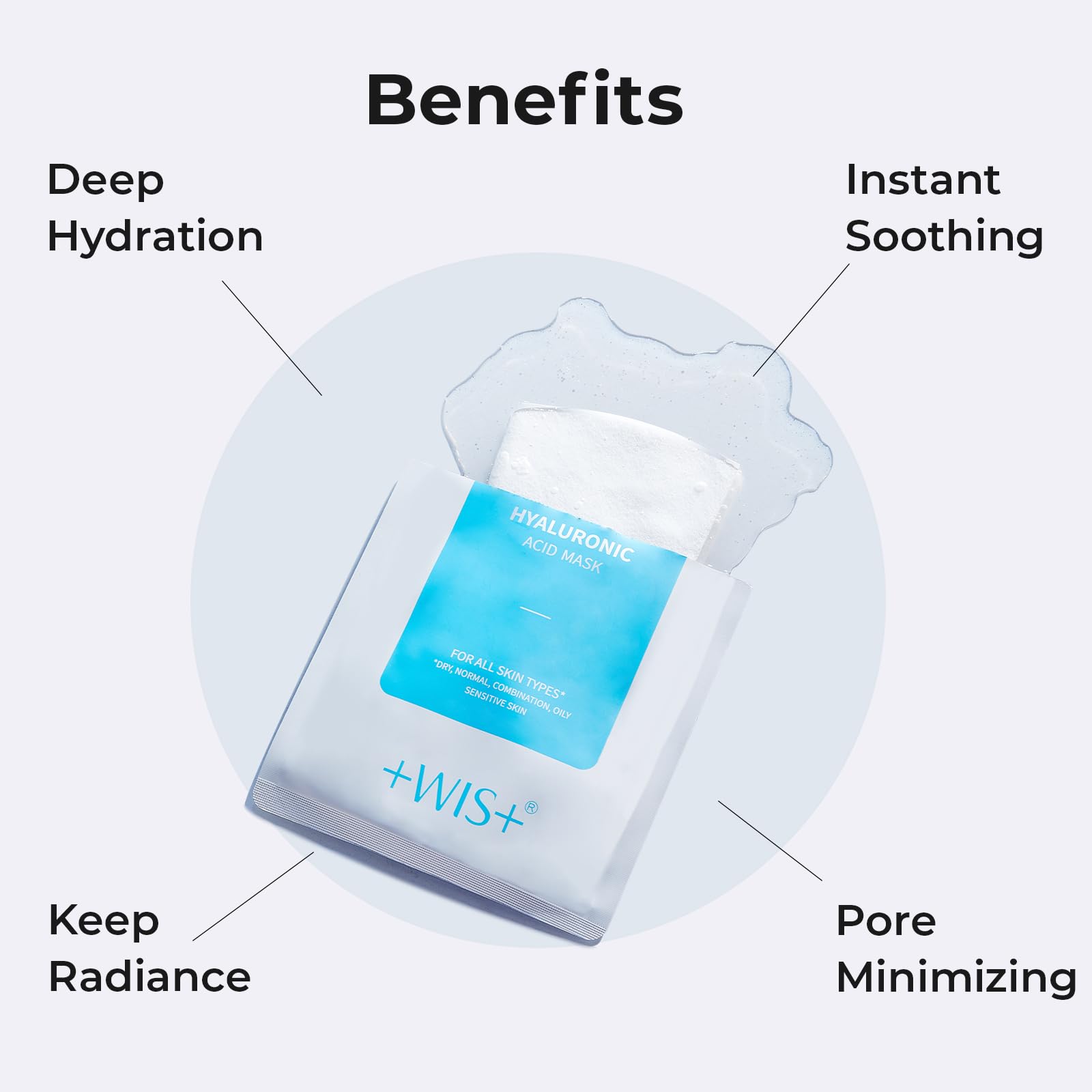 +WIS+ Hyaluronic Acid Face Mask after sun offers soothing moisture.