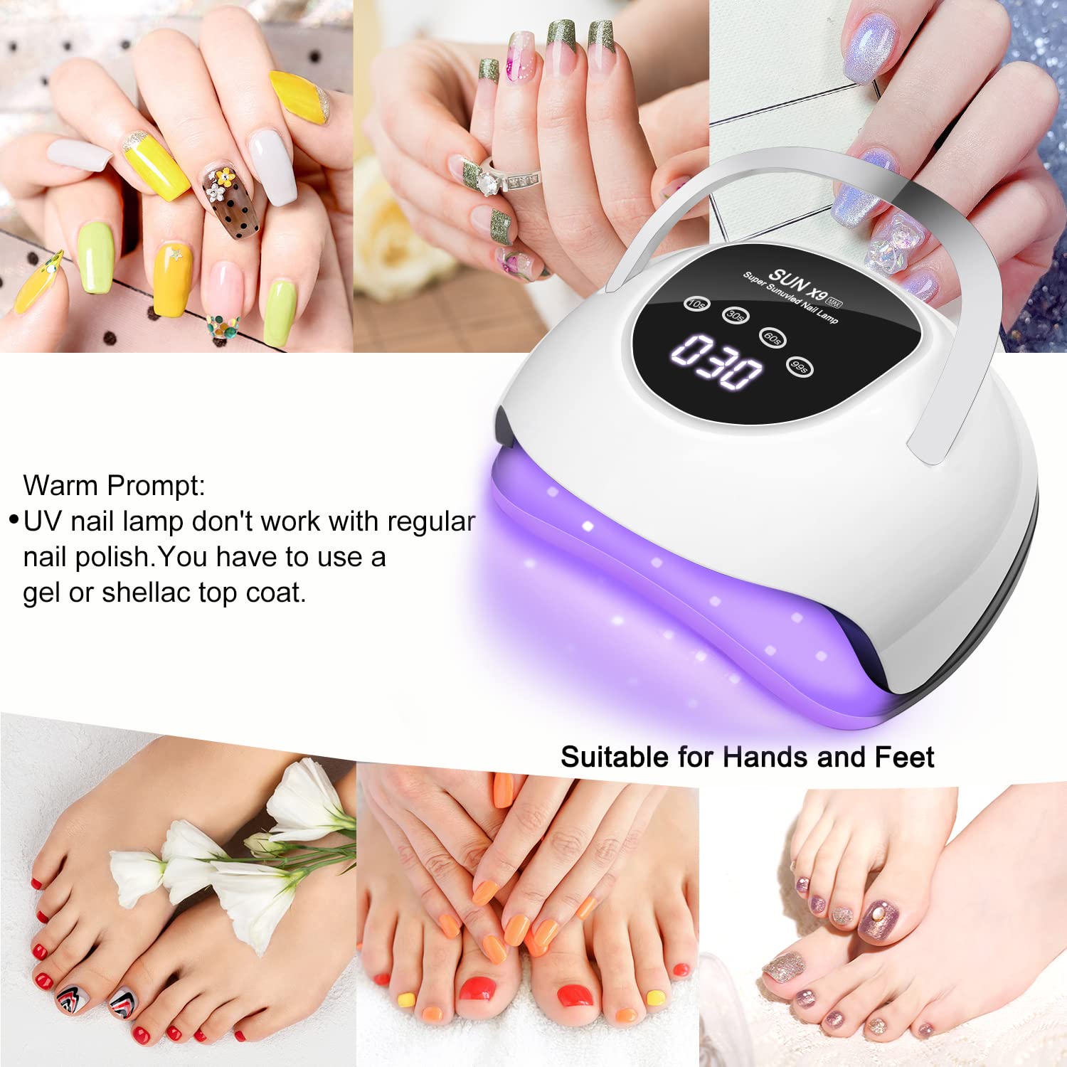 Wisdompark LED Nail Lamp large LCD timer display for precise curing
