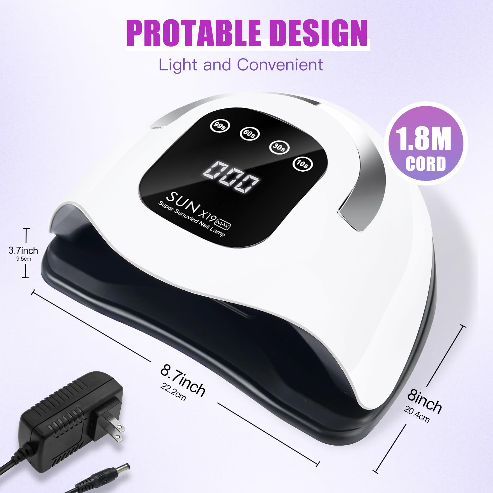 Perfect salon finish achieved with Wisdompark nail lamp technology.