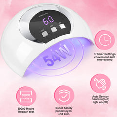 Wisdompark UV LED Nail Lamp top view highlighting slim profile and LED layout.