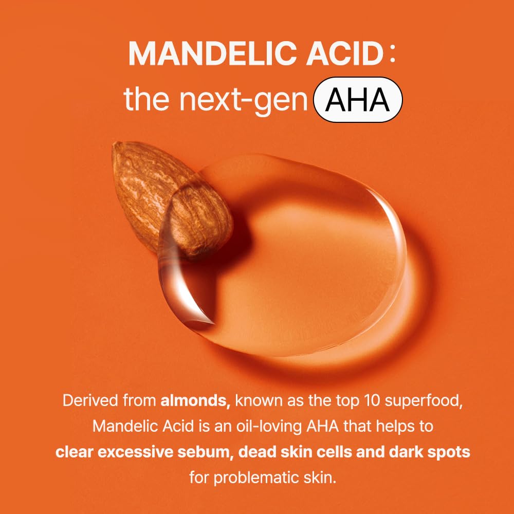 BY WISHTREND Mandelic Acid 5% Skin Prep Water on cotton pad for gentle daily exfoliation