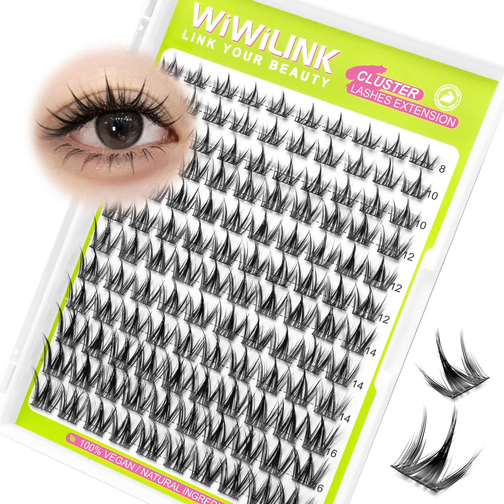 WiWiLINK racimos de pestañas manga 8-10 mm, aspecto natural y cómodo para uso diario.