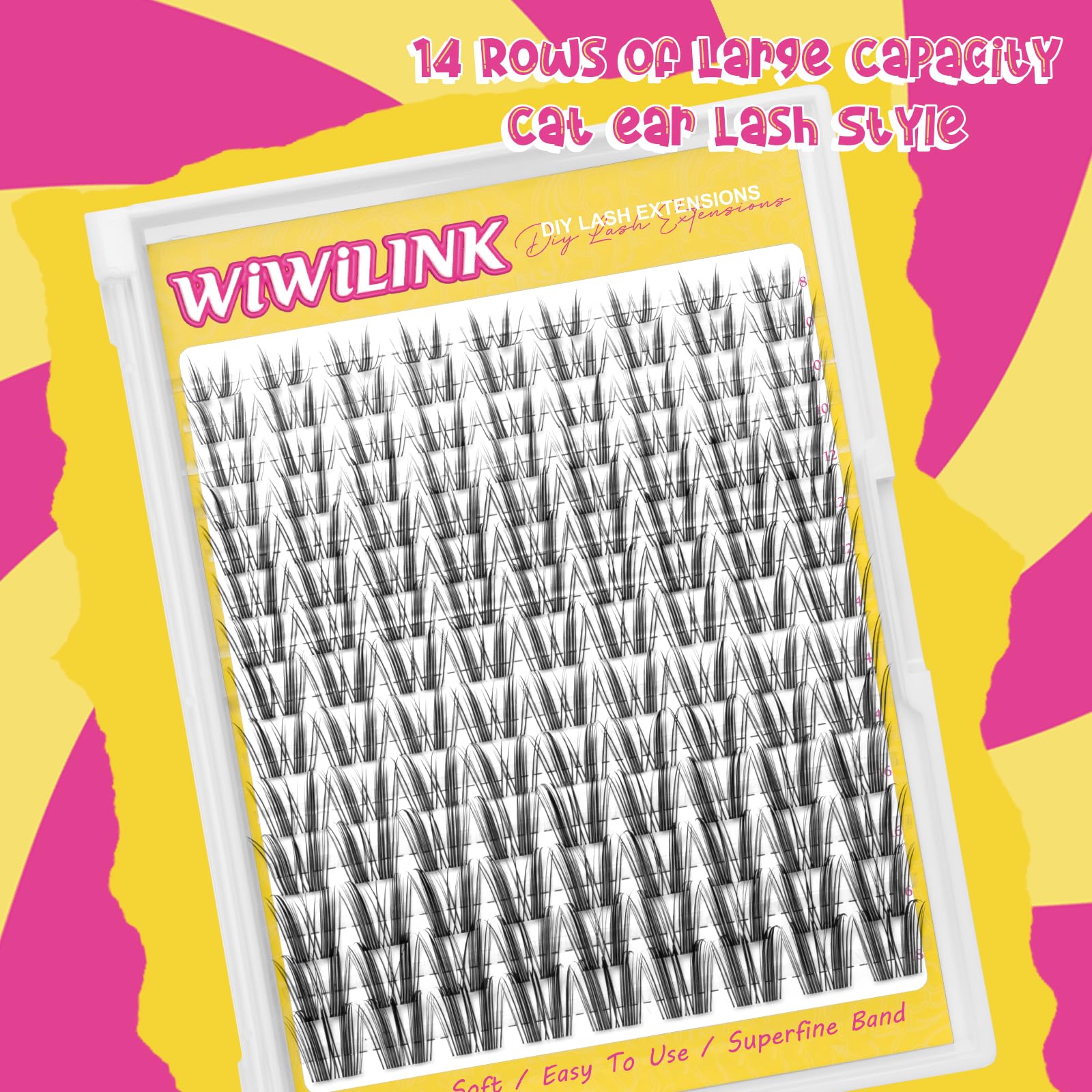 WiWiLINK spike lashes with D Curl for dramatic eye-opening effects.
