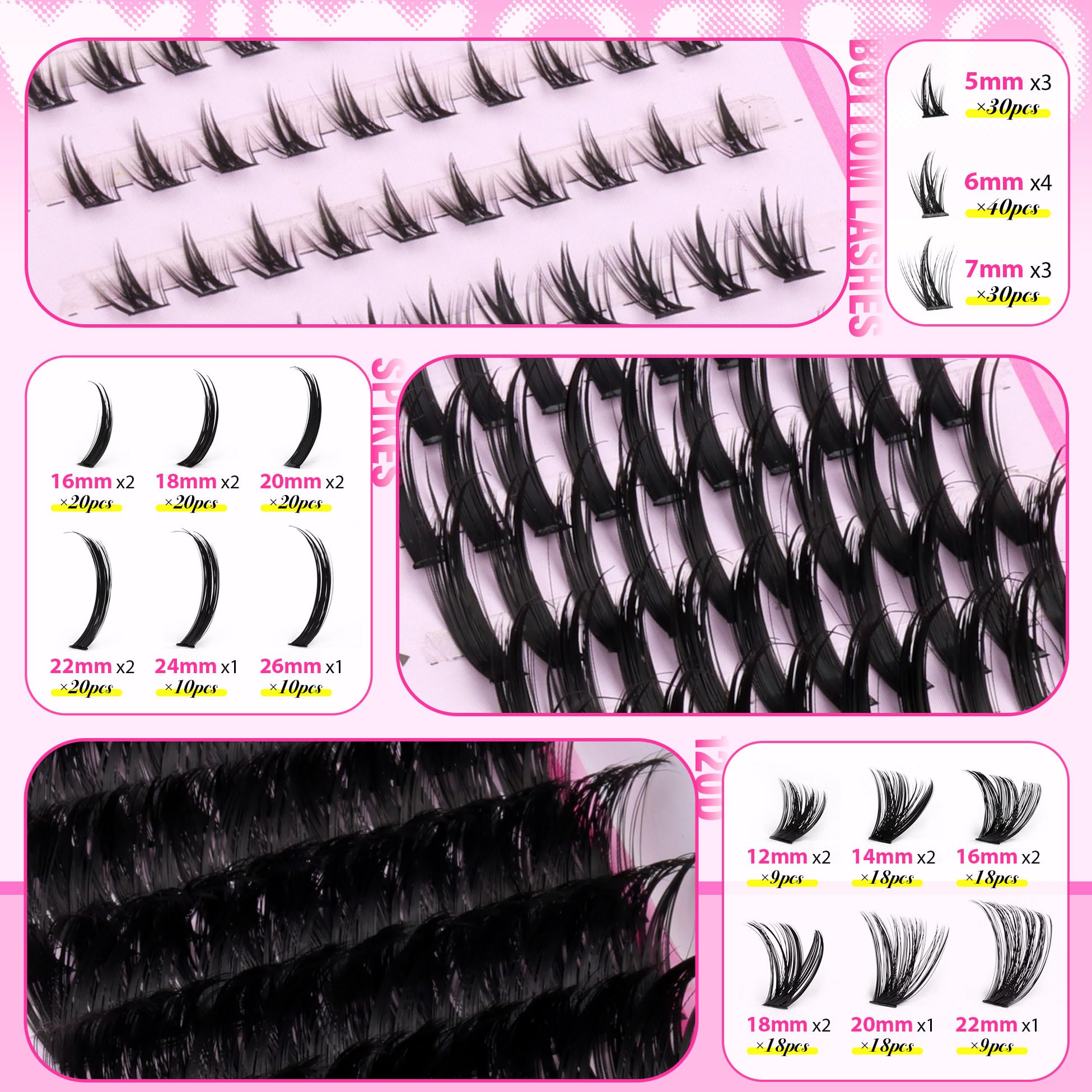 wiwoseo 150d d-curly lash clusters demonstrate enhanced volume and a 3D effect