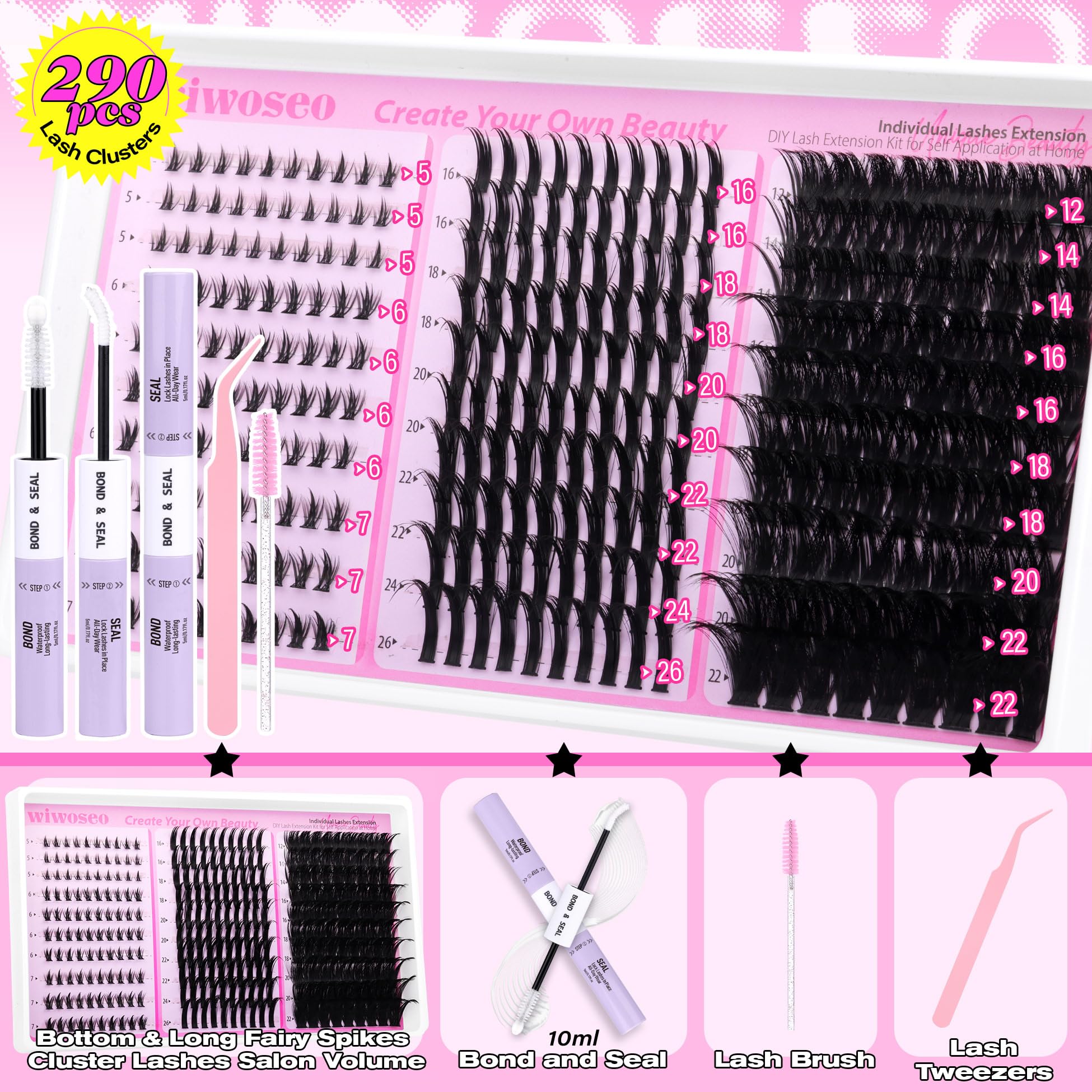 wiwoseo 26mm long spiky lashes highlight dramatic curl and eye-opening effect