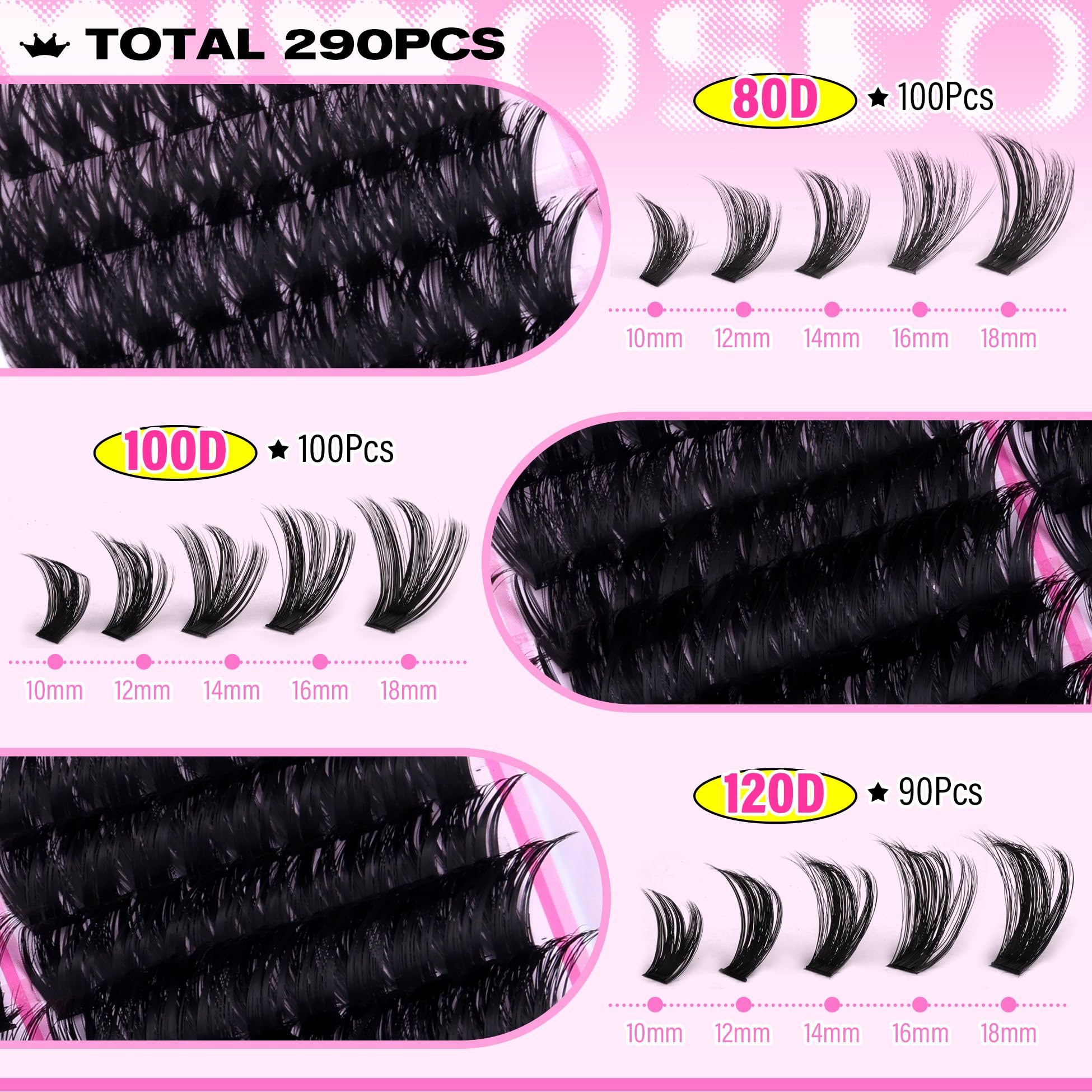 wiwoseo 10-18mm D curl lengths for versatile lash styles