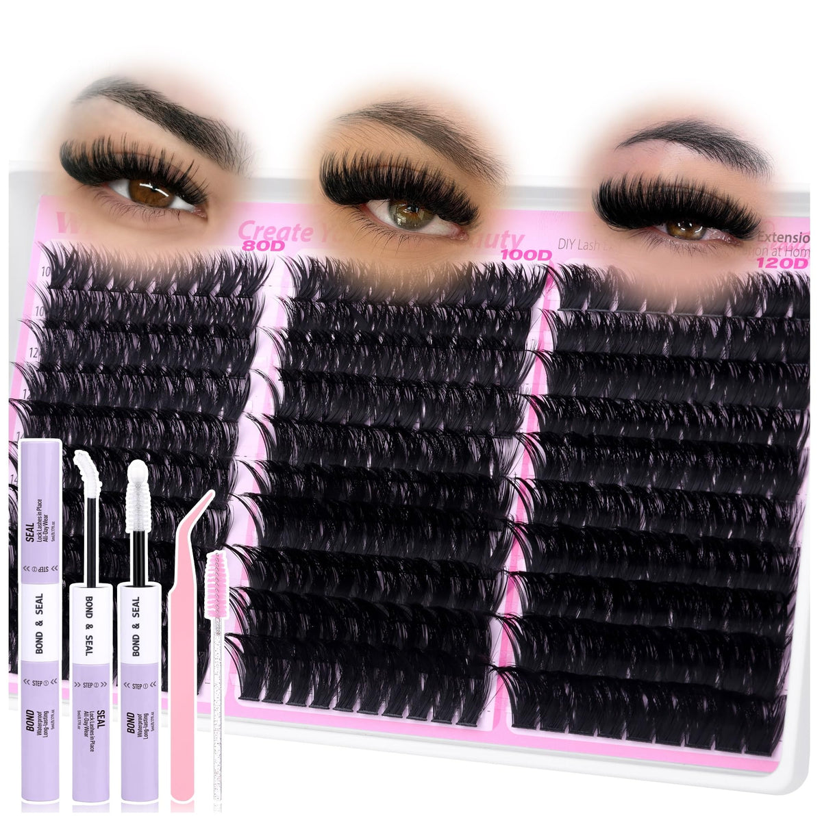 wiwoseo fluffy lash clusters kit packshot for salon-like volume at home