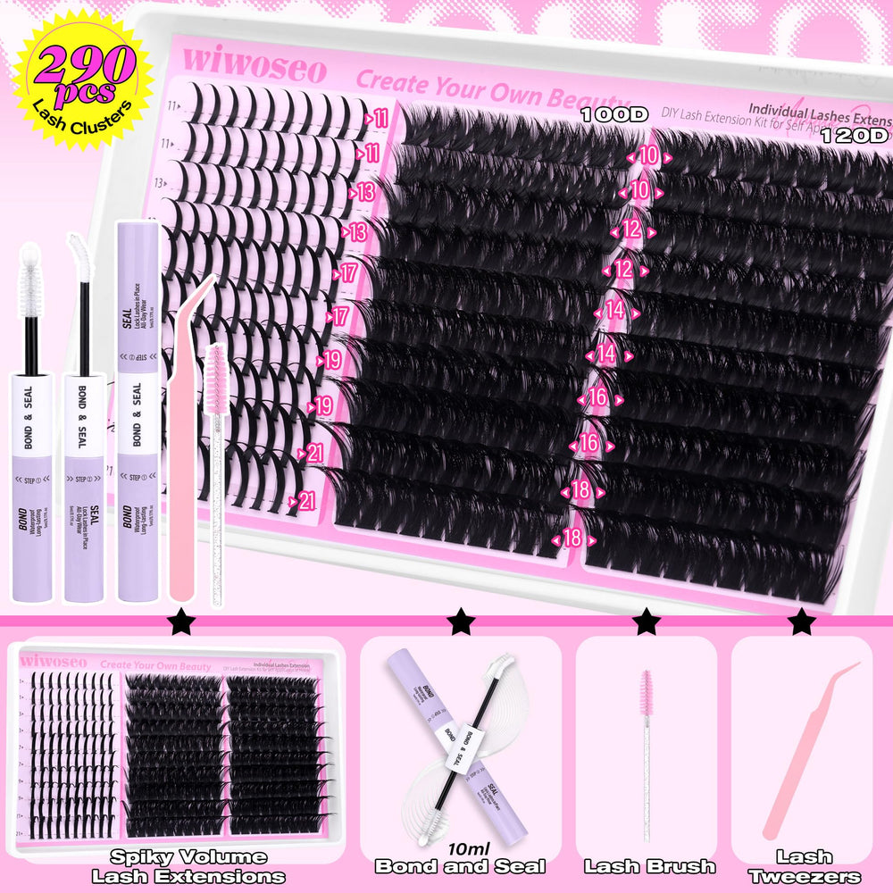 wiwoseo lash spikes clusters kit clear bond seal glue bottle