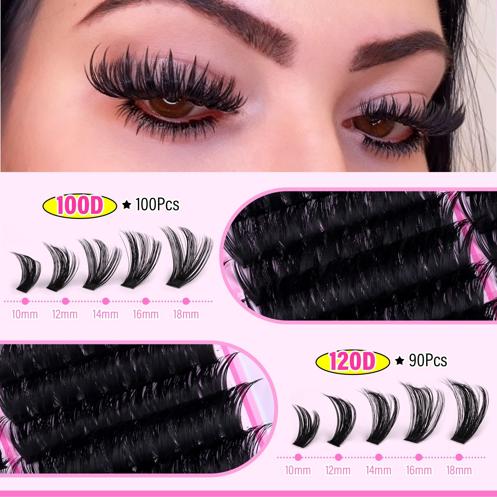 wiwoseo lash spikes clusters kit closeup shows clusters