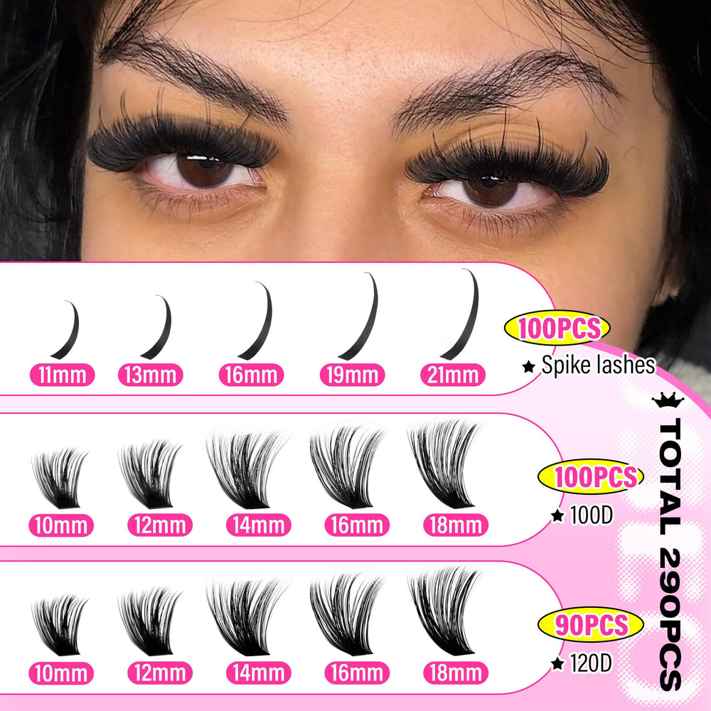 wiwoseo lash spikes clusters kit 100d-120d d-curly lashes closeup