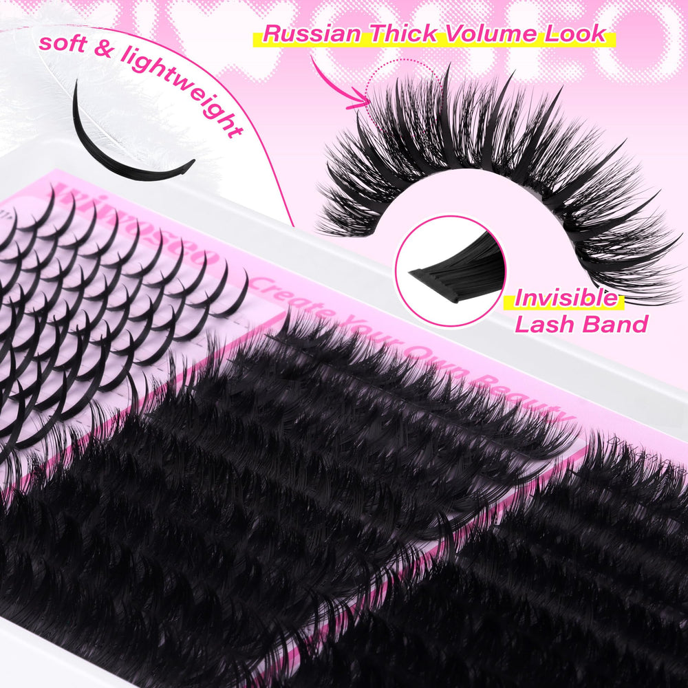 wiwoseo lash spikes clusters kit in-use cat-eye look