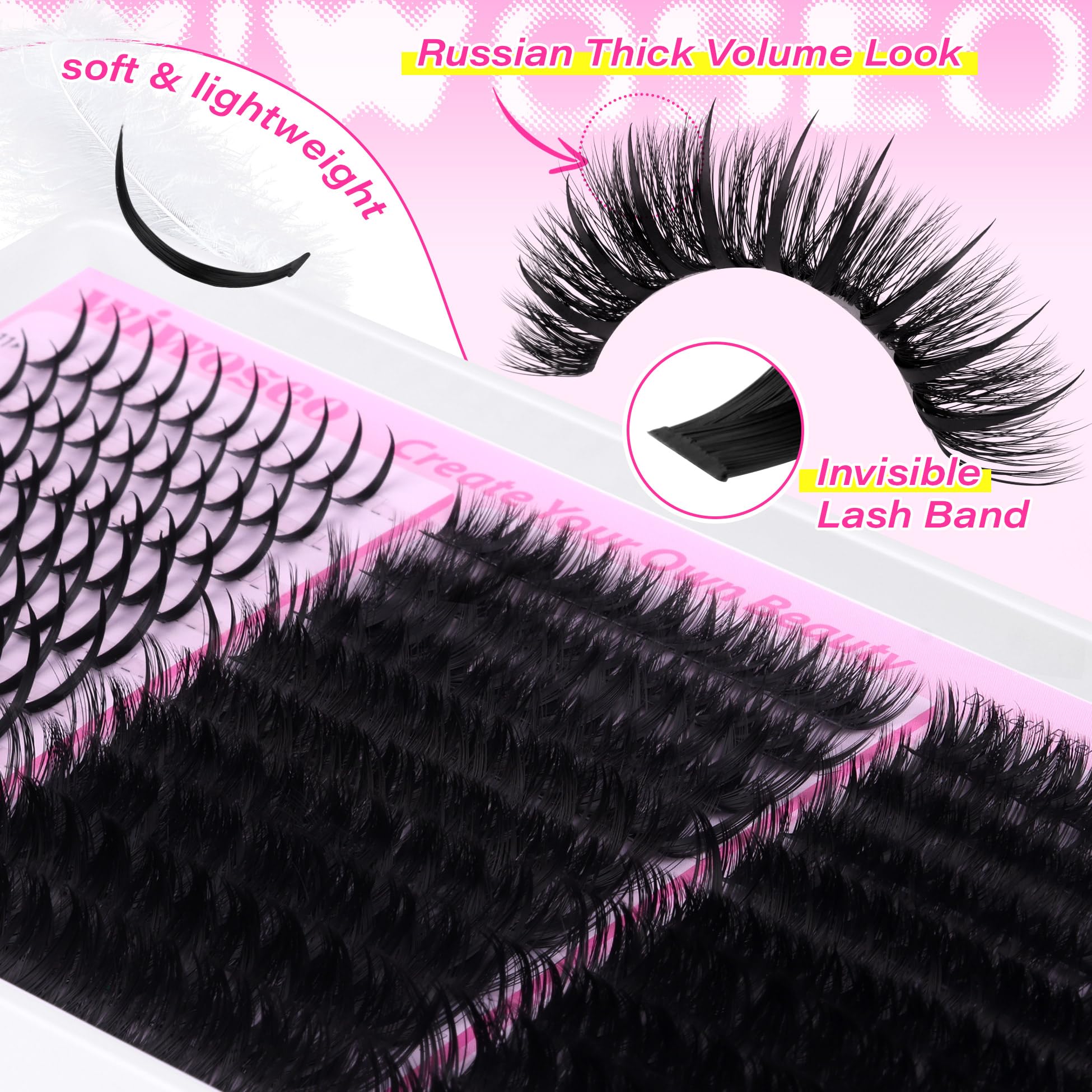 wiwoseo lash spikes clusters kit in-use cat-eye look