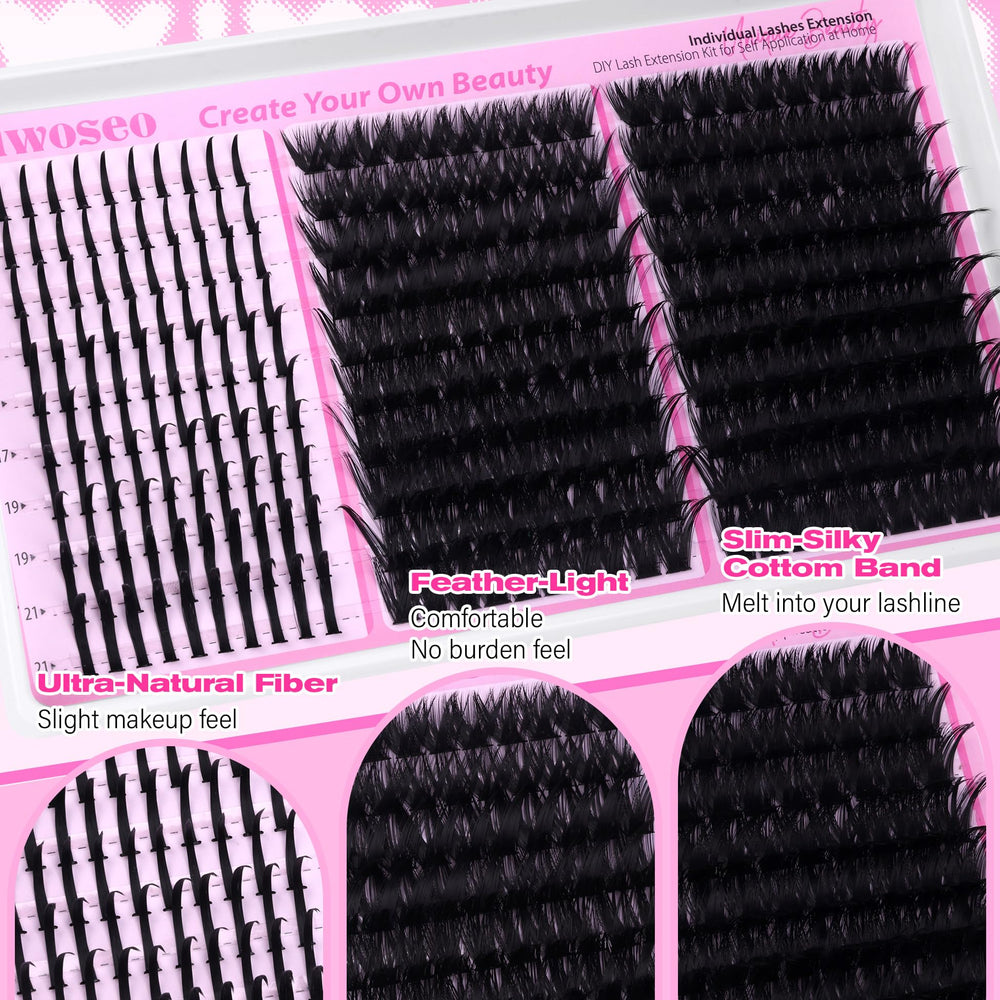 wiwoseo lash spikes clusters kit lash tweezers and brush aid precise at-home application