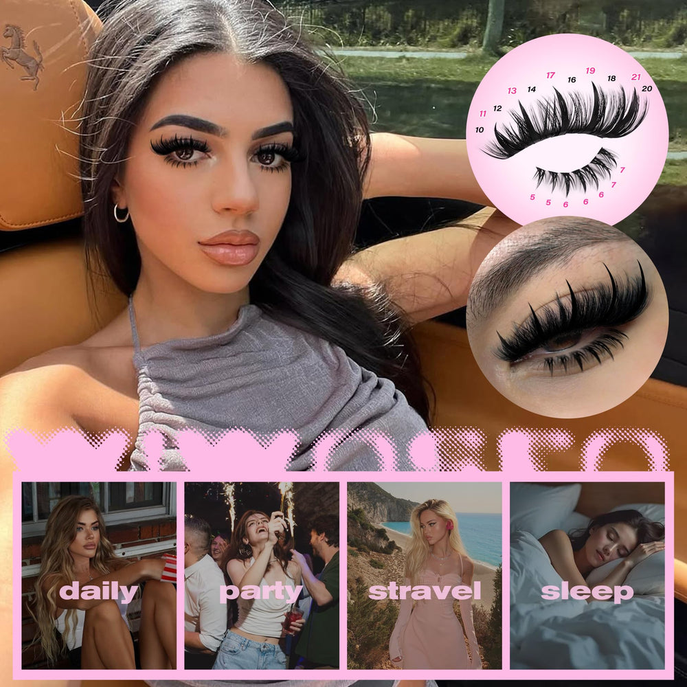 wiwoseo spikes lash clusters collection demonstrates varied lengths for customizable looks