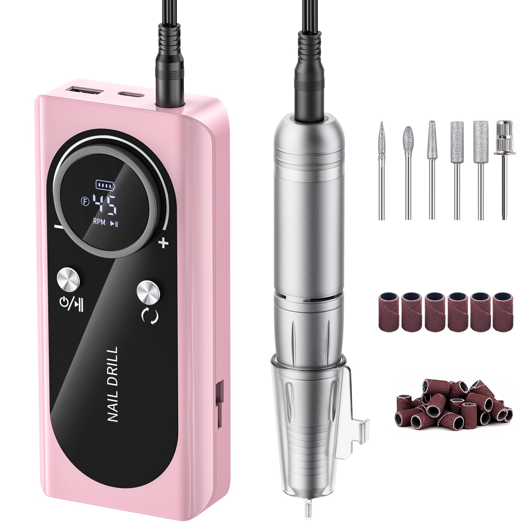 Wiyuam electric nail drill with LCD display for precise speed control during gel removal