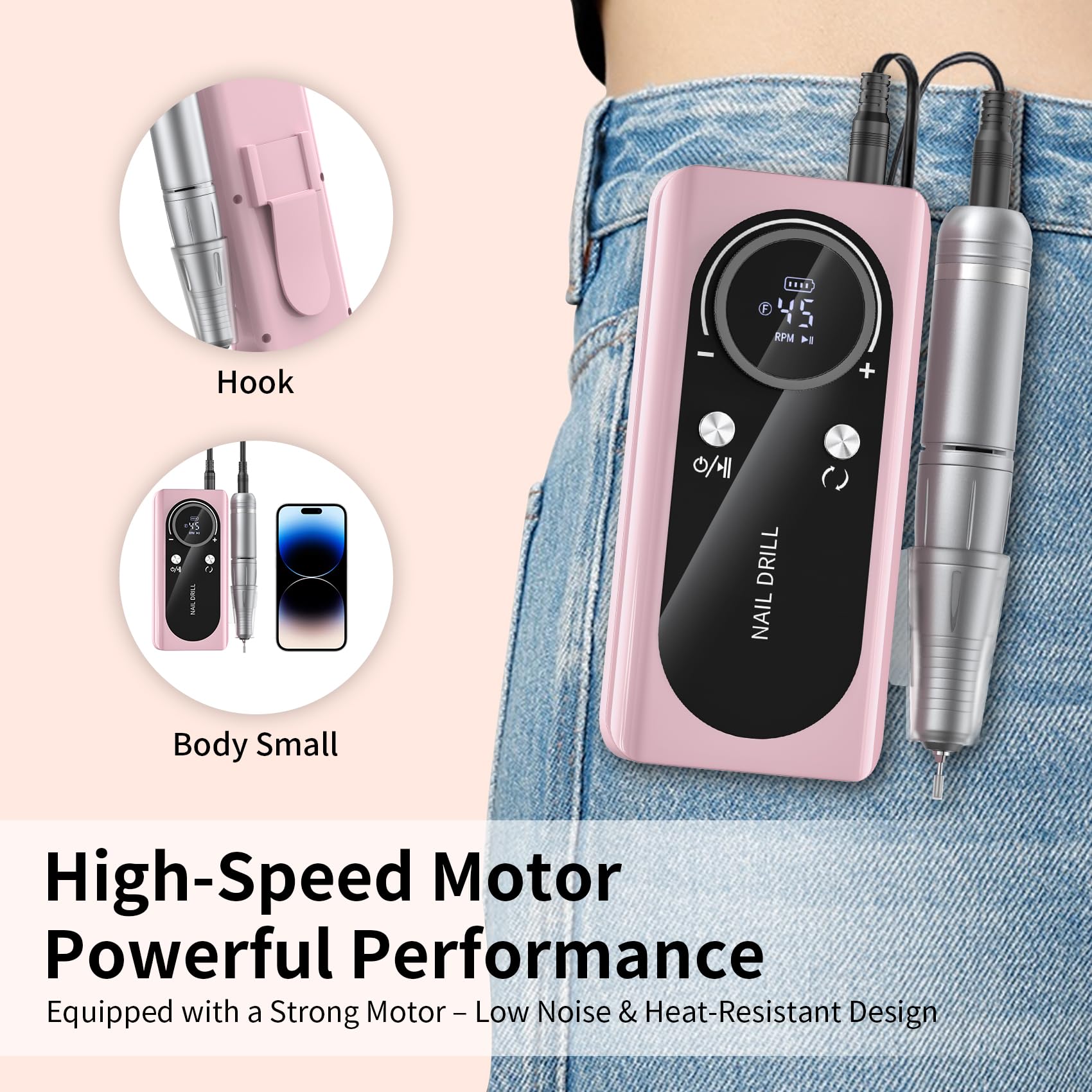 Wiyuam complete kit with 6 bits and 30 sanding bands for versatile nail care