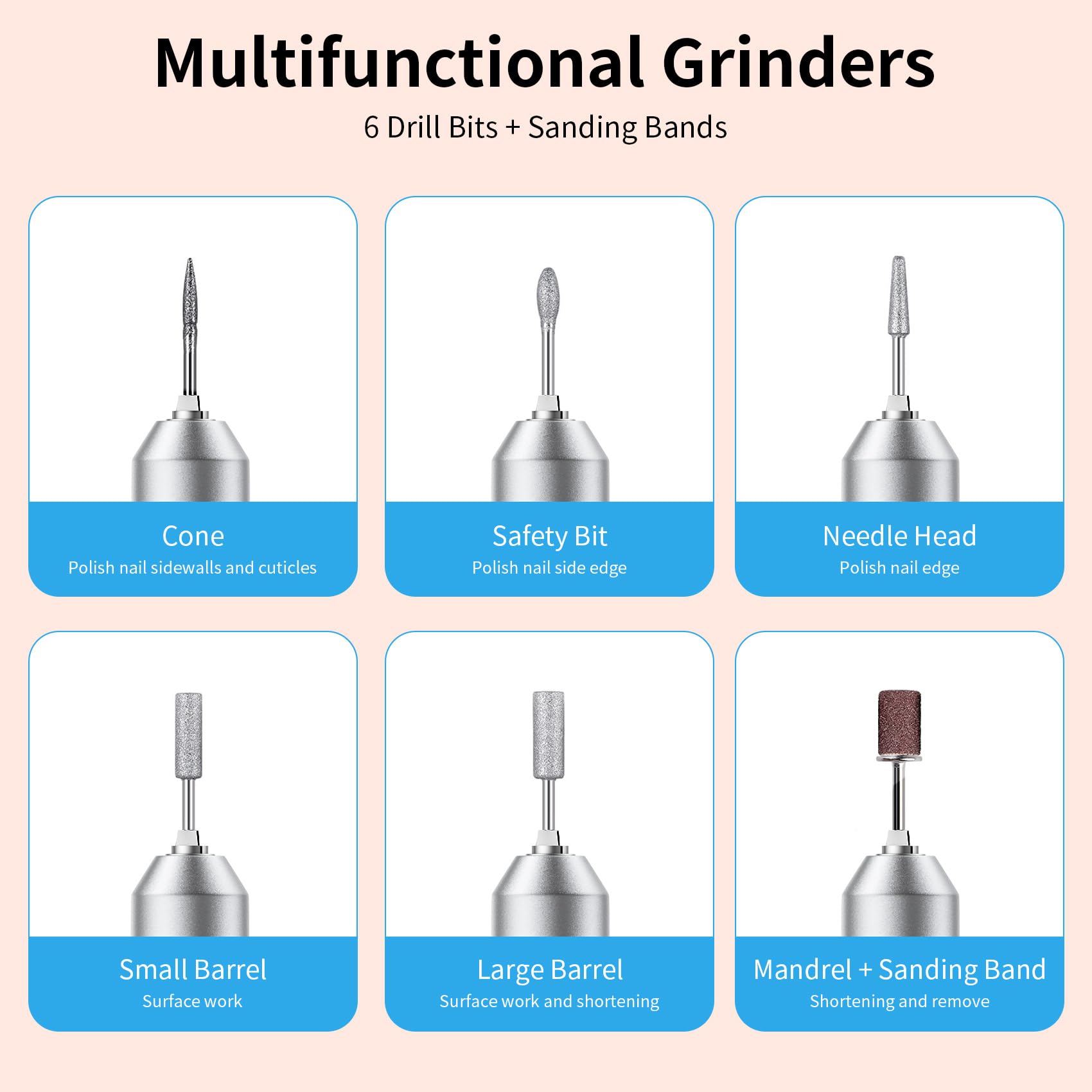 Wiyuam nail drill twist-lock chuck enables quick, secure bit changes