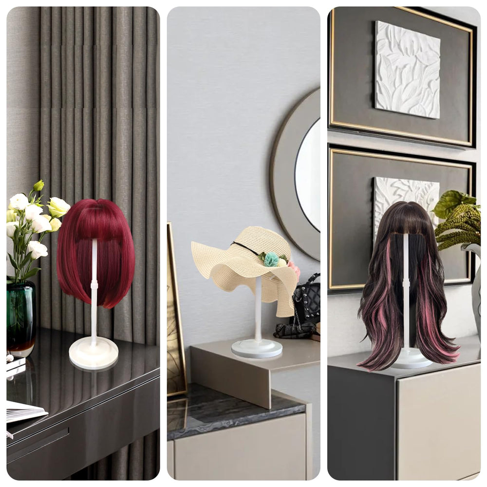 WiZiWi wig stand adjustable rod lets you set precise wig height