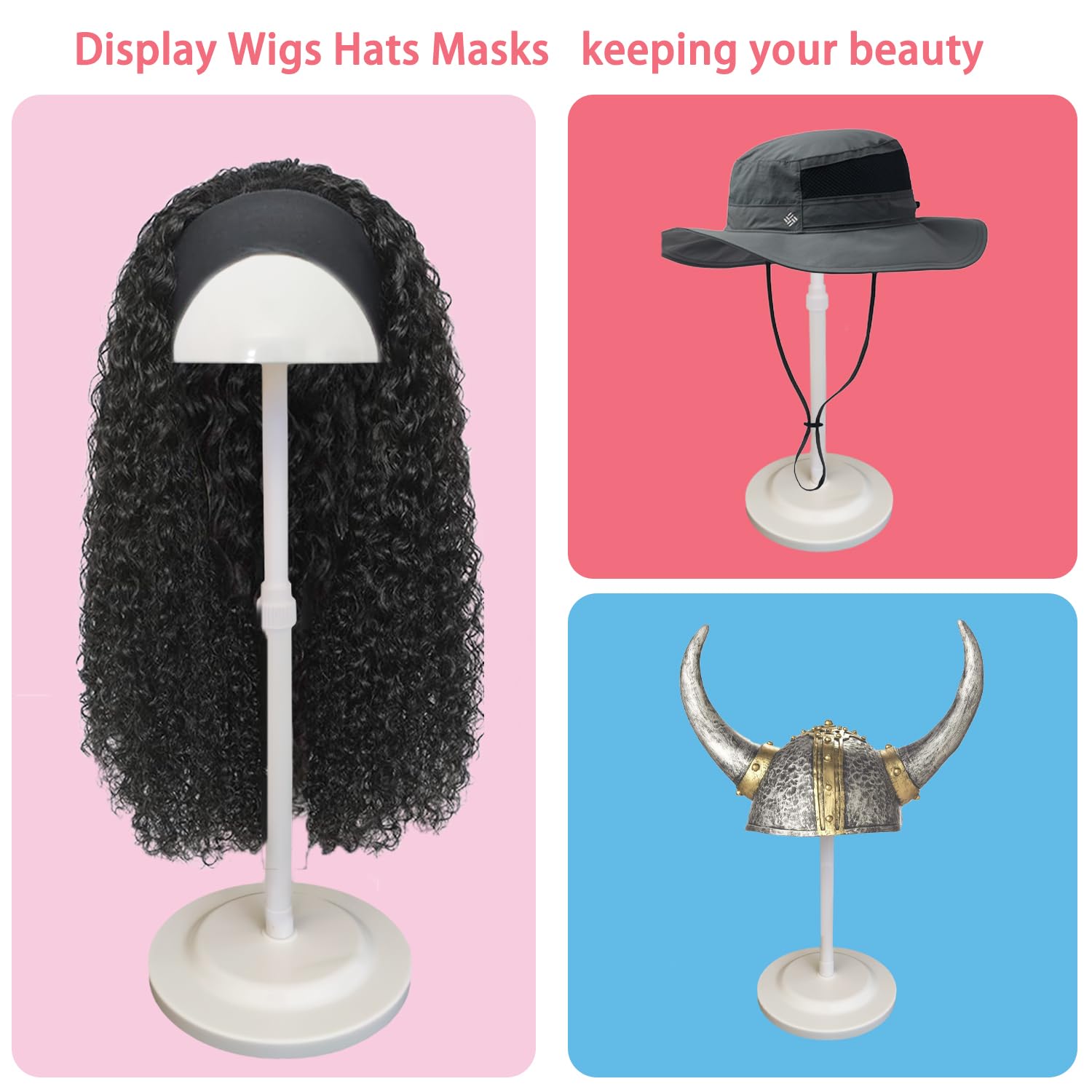 WiZiWi wig stand dome with anti-slip spike holds wigs securely