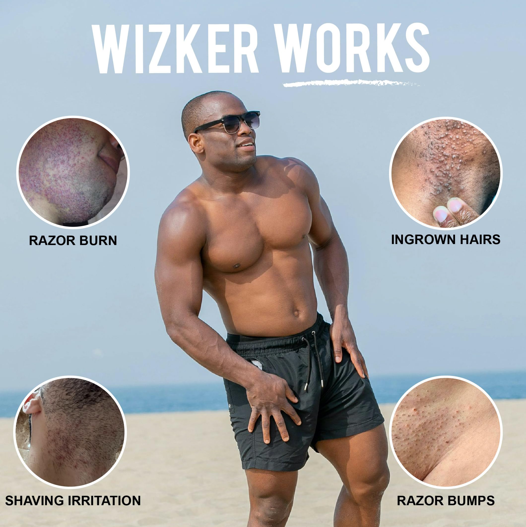 WIZKER premium brush waterproof design shown for shower-ready use