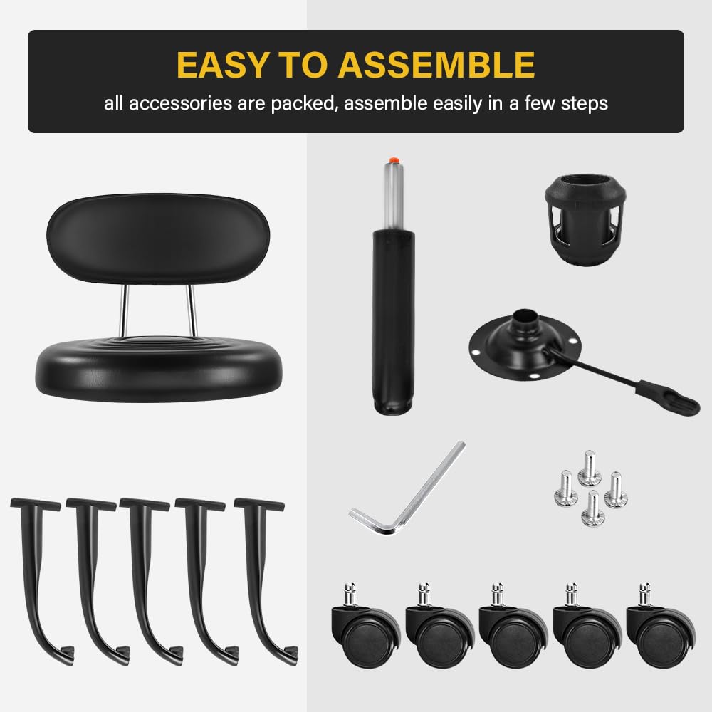 WKWKER rolling stool shown in spa, salon, and office settings for versatile use.