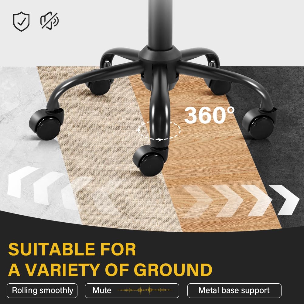 WKWKER PU leather finish on the rolling stool is waterproof and easy to clean.