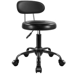 WKWKER rolling stool seat close-up with PU leather for comfortable, easy-to-clean seating.