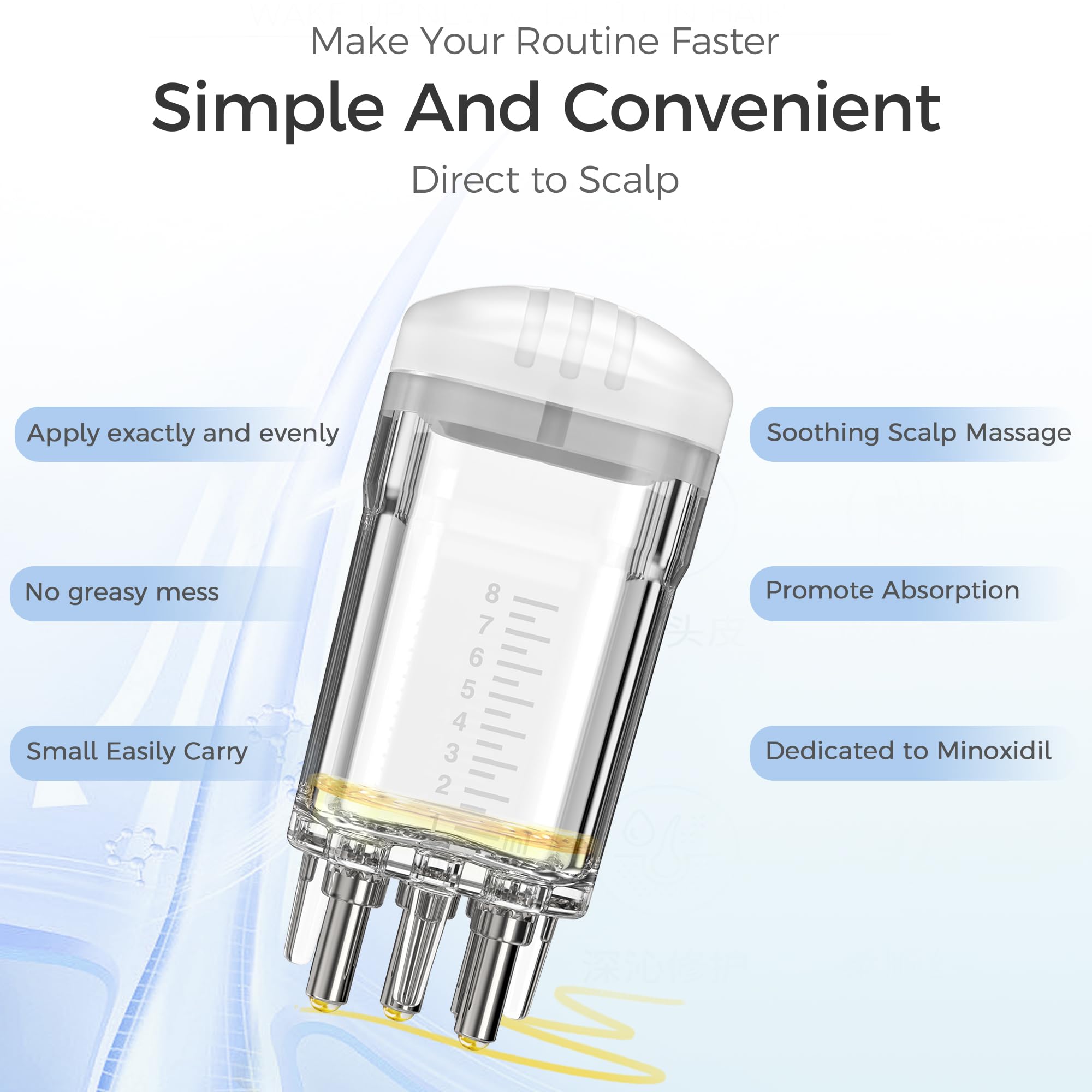 WL-YBOPRO minoxidil applicator comb teeth closeup showing precise scalp distribution