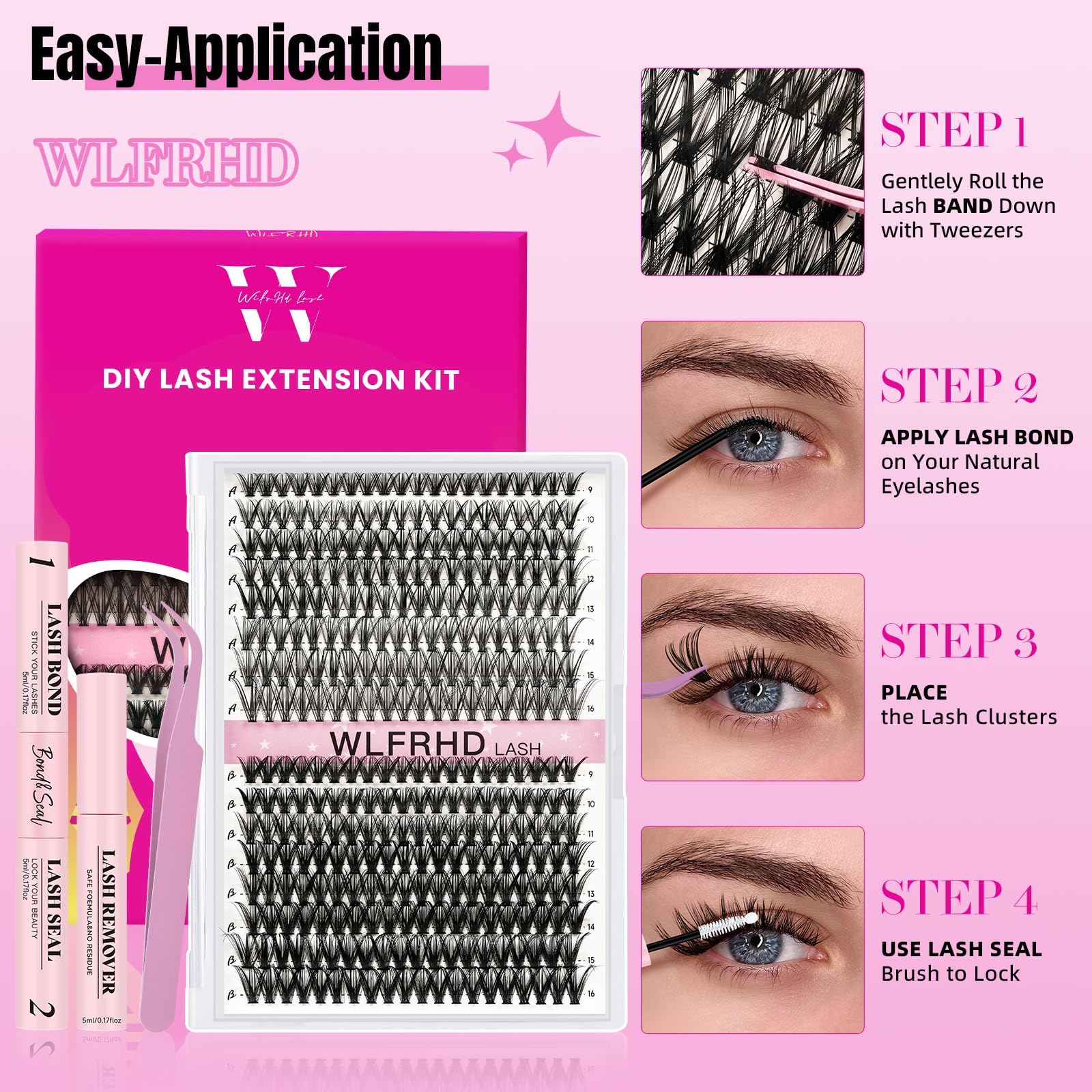WLFRHD packaging and guide for DIY lashes made simple
