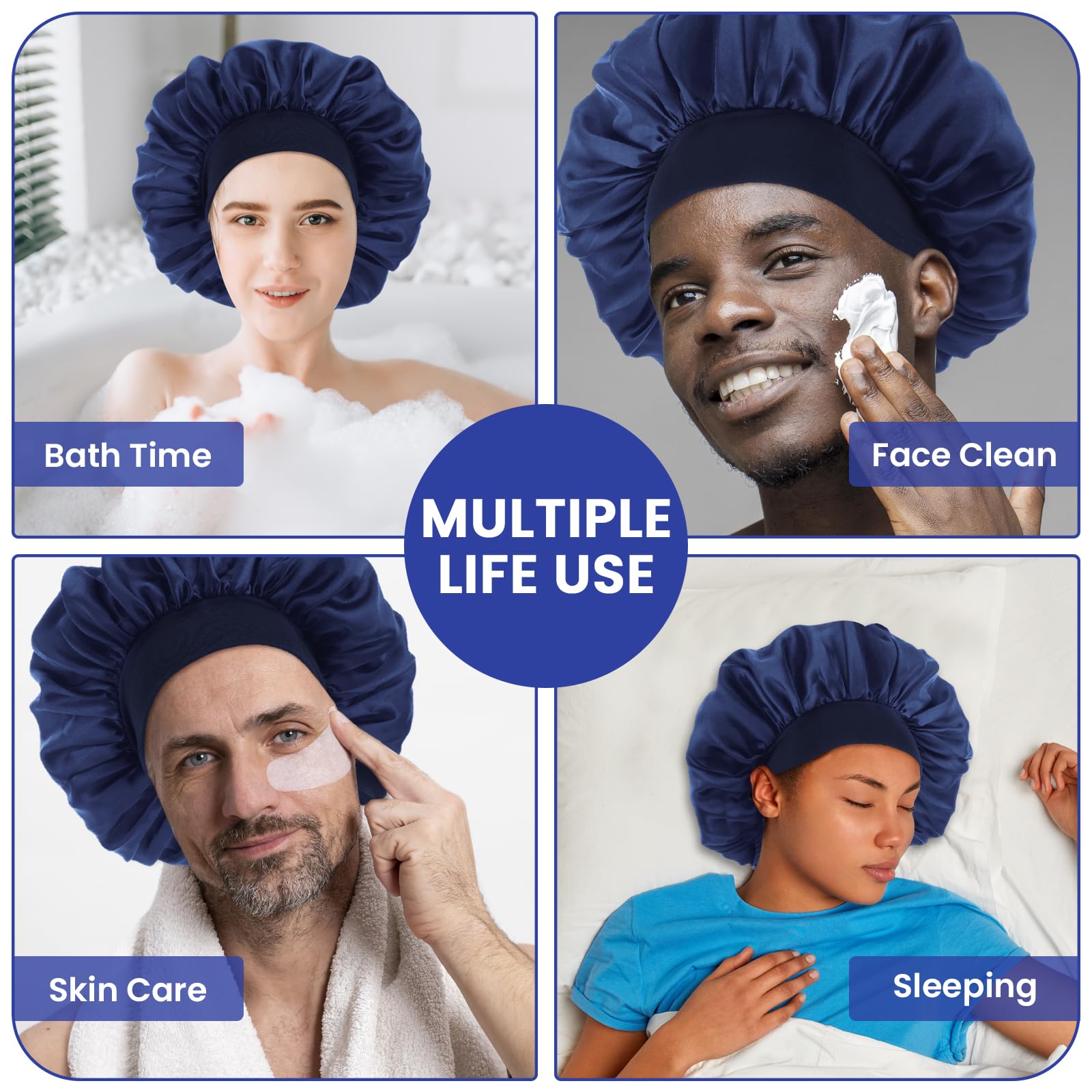 WLLHYF silk bonnet protects curly and braided hair by reducing friction.