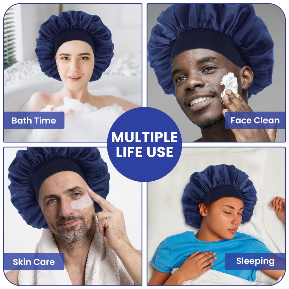 WLLHYF silk bonnet protects curly and braided hair by reducing friction.