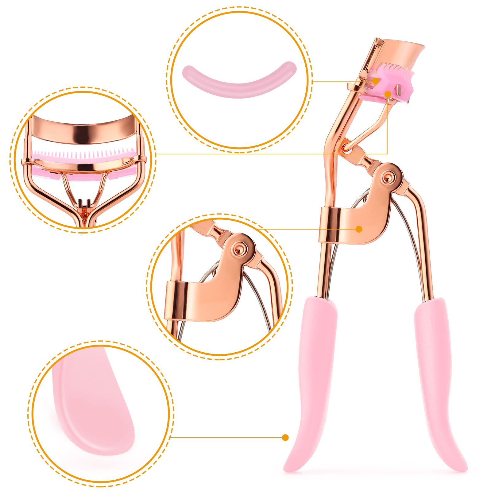 WLLHYF ergonomic pink handle enables comfortable, controlled curling.