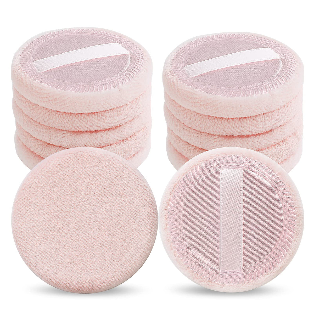 WLLHYF pink cotton powder puff round 12pc for smooth foundation application