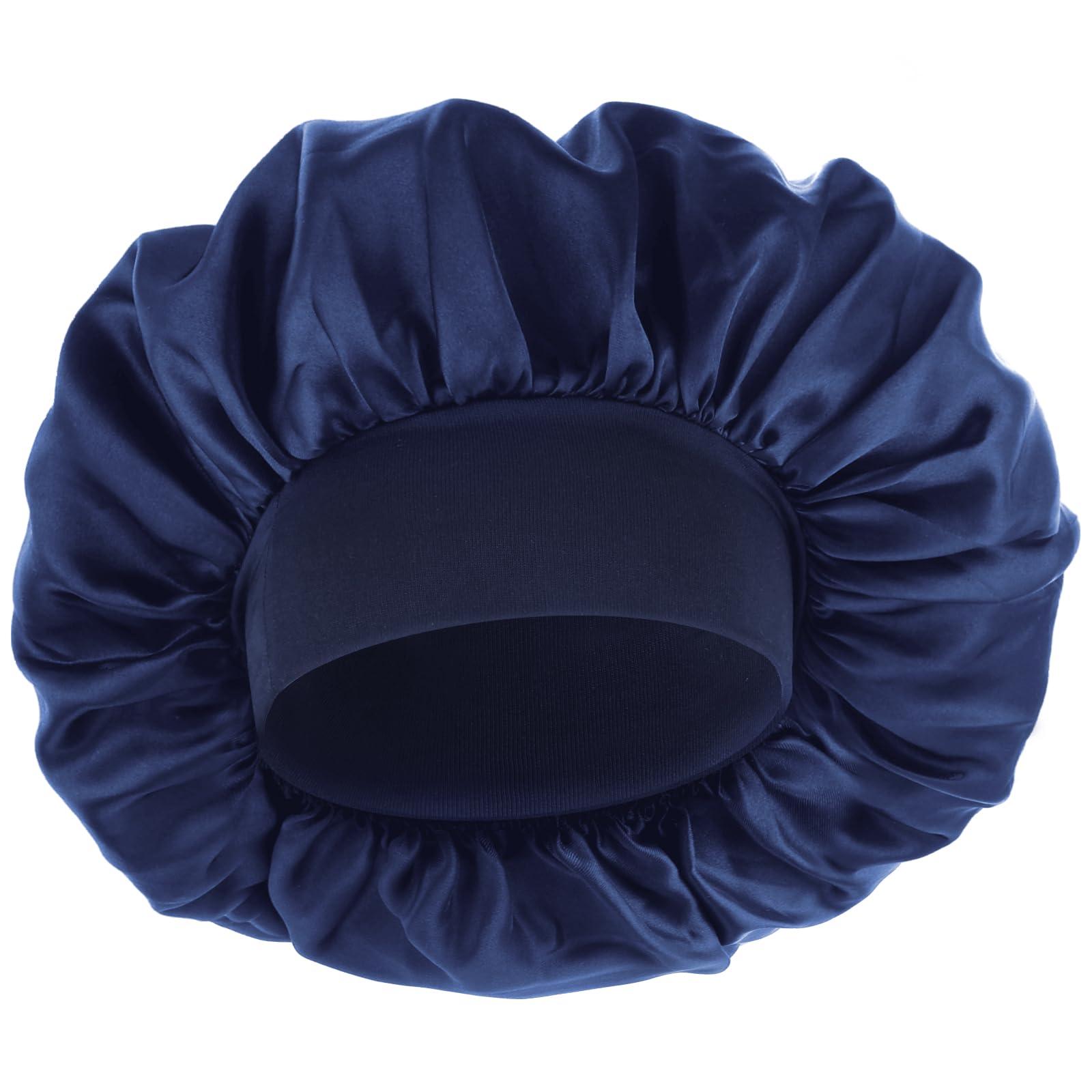 WLLHYF silk bonnet with adjustable band fits men, protecting hair overnight and preventing marks.