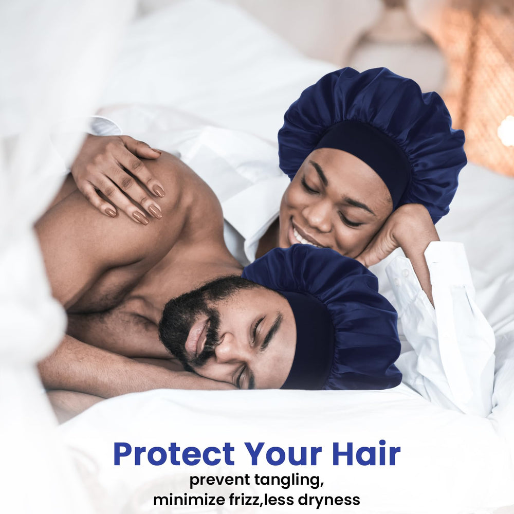 WLLHYF soft black silk bonnet adds luxury to your sleep routine.