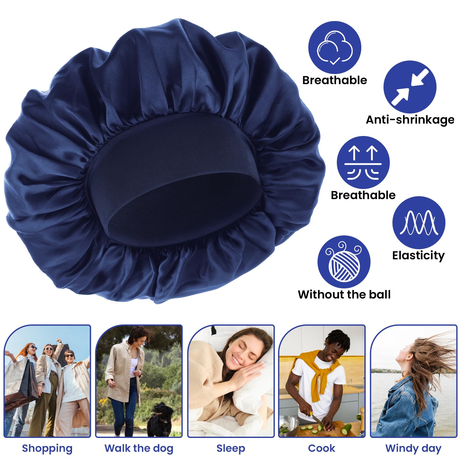 WLLHYF wide-band satin bonnet stays secure without forehead marks.