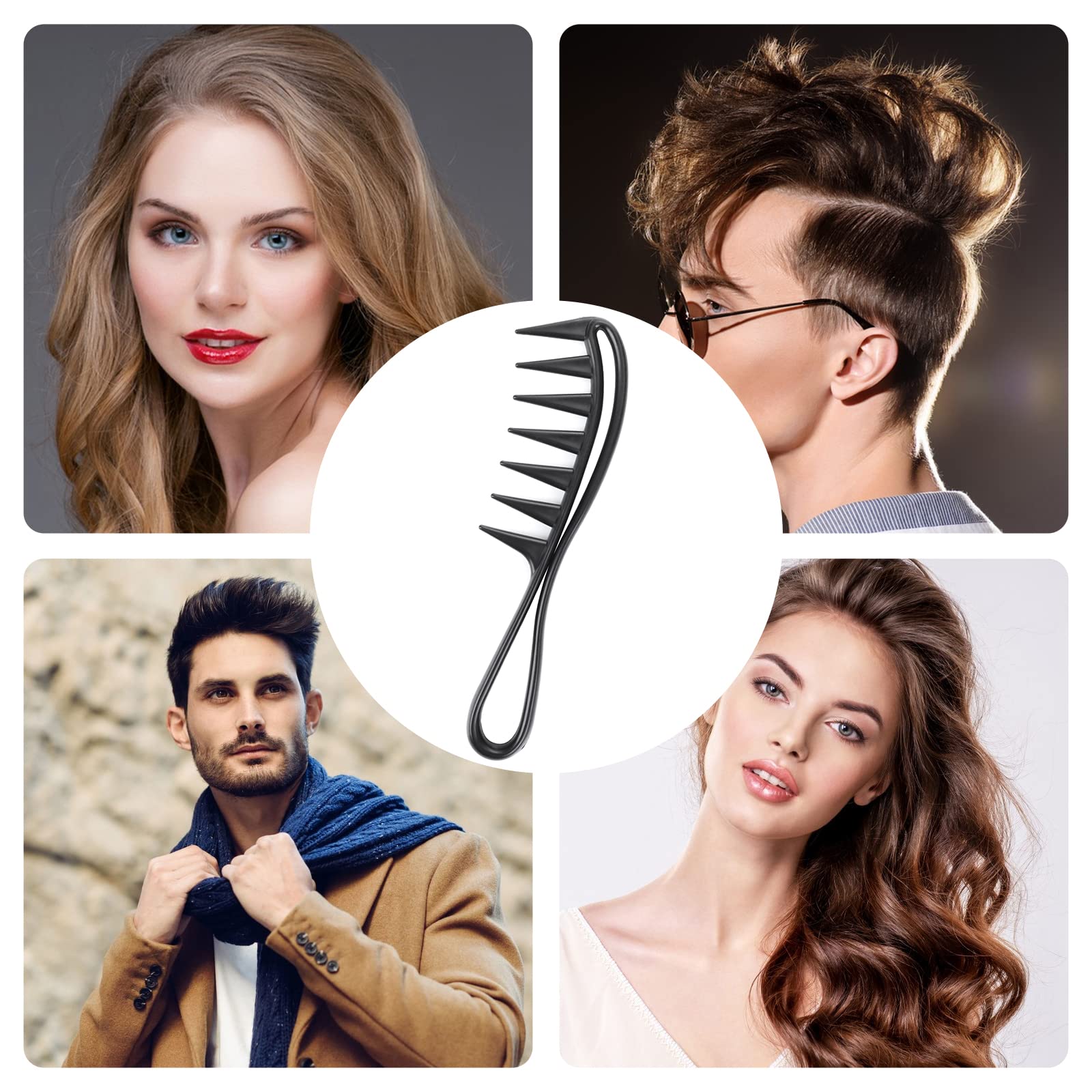 WLLHYF wide-tooth comb in use demonstrates gentle detangling on various hair textures.