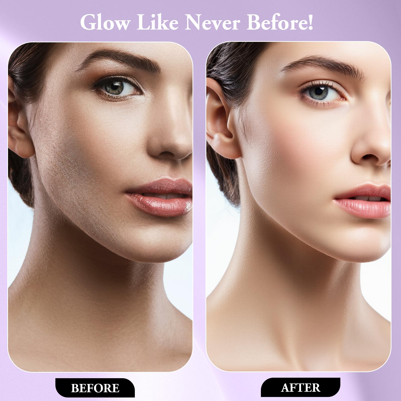 WLU Dermaplaning Tool purple in use on the cheek for smoother skin.