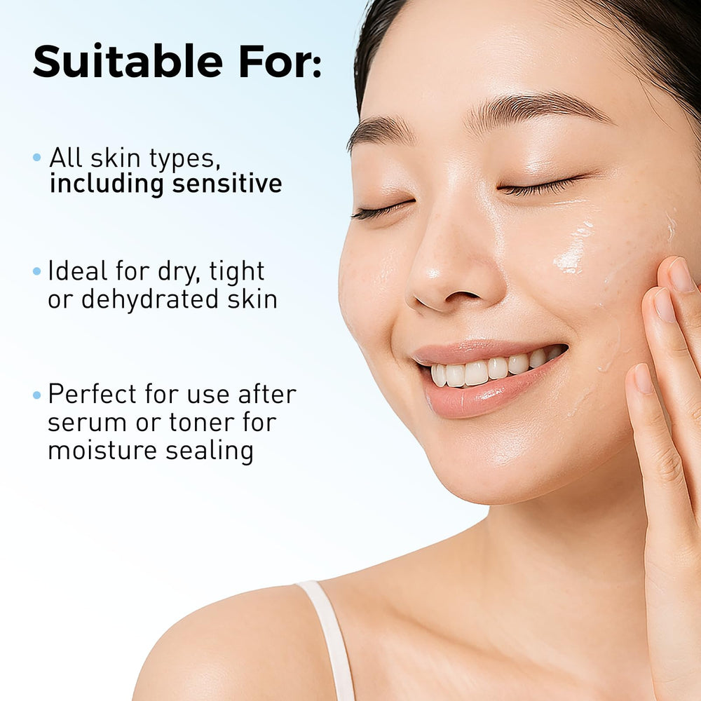 WNP Hyaluronic Acid Moisturizing Cream face application shows peptides and collagen for firmer look