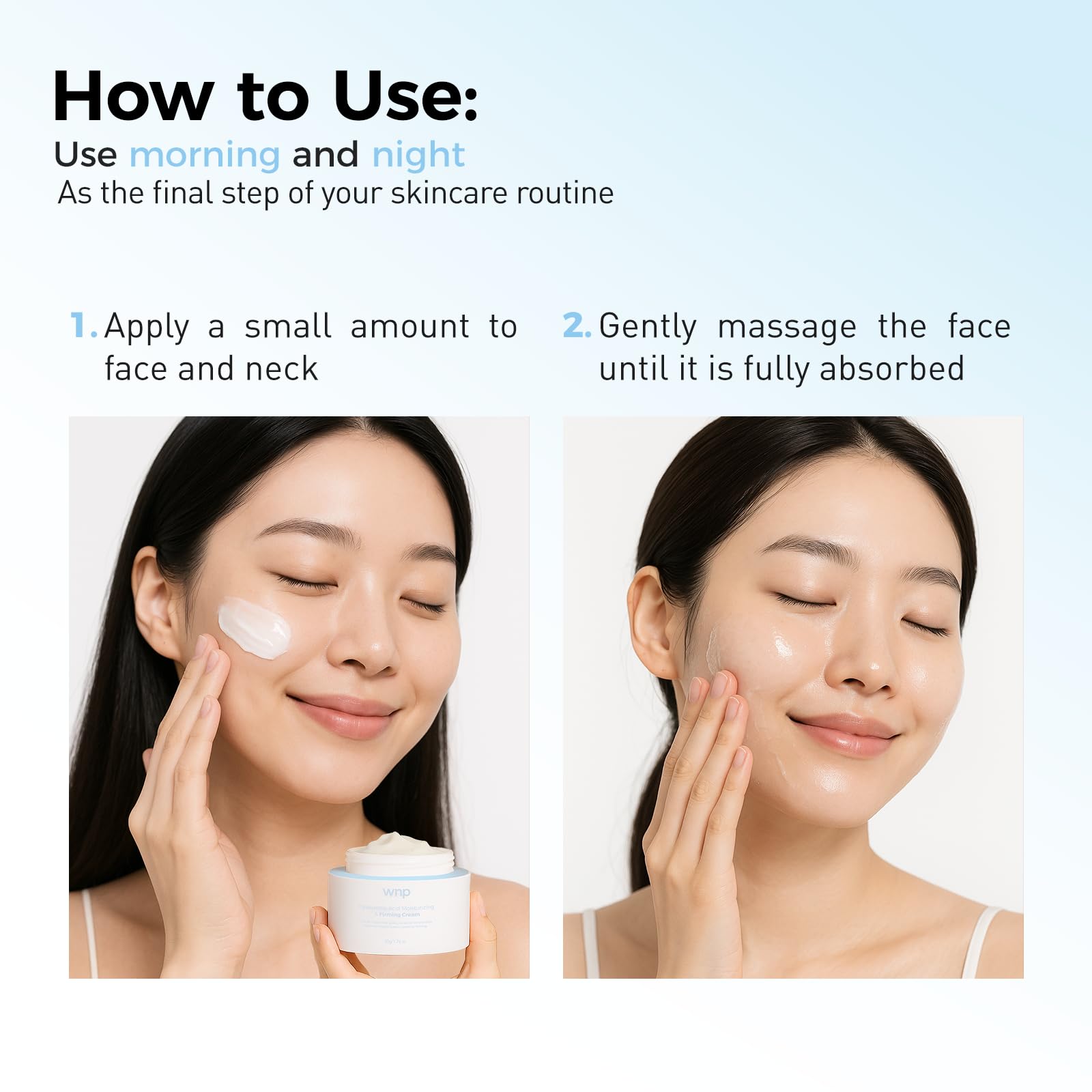 WNP Hyaluronic Acid Moisturizing Cream texture closeup highlights lightweight non-greasy feel