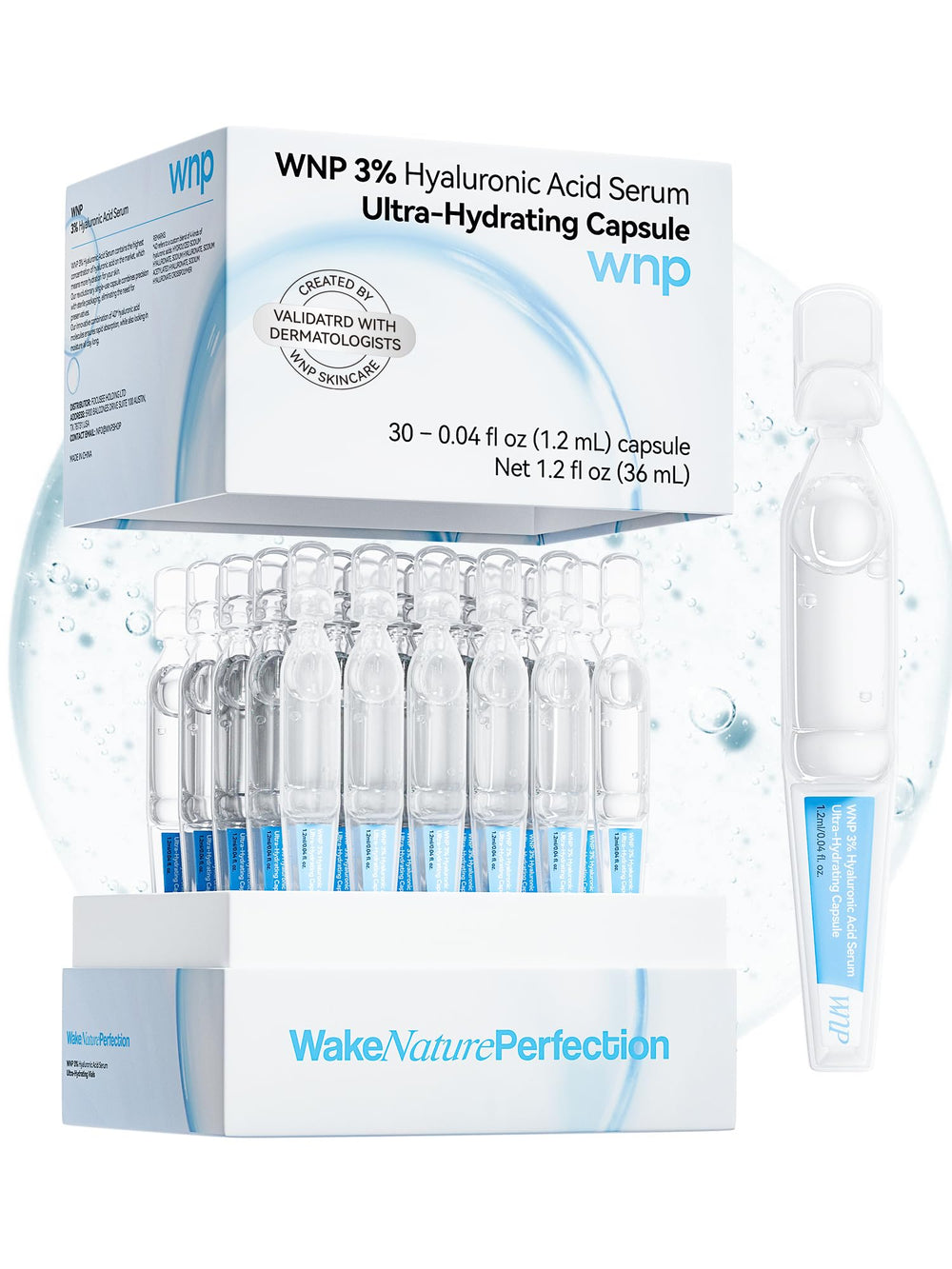WNP Hyaluronic Acid Serum 3% bottle for daily deep hydration.